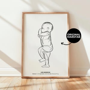Póster: Fechas de nacimiento del bebé - Decoración de pared personalizada con nombre, peso, altura y fecha de nacimiento para la habitación del bebé