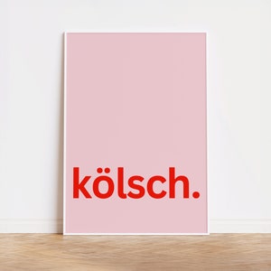 Keulen-poster: kölsch. | Moderne typografieposter | Keulen City Art Print Poster | Minimalistische typografische poster | Dom van Keulen cadeau