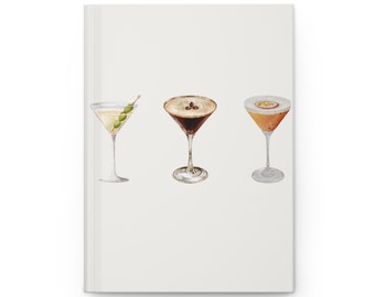 Martini Flight Hardcover Journal, Aesthetic Notebook