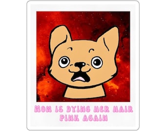 Emotional Support Dog Vinyl Sticker, Pink Colorful Hair