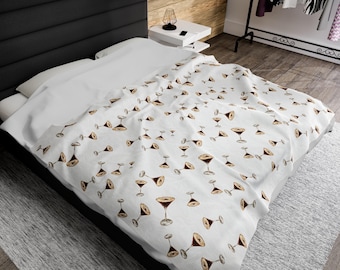 Espresso Martini Plush Blanket, Cozy Velveteen Holiday Gift
