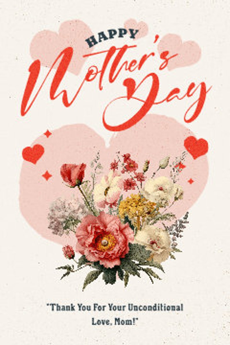 Happy Mothers Day Printable Cards Lot of 5 Cards Digital Download Print ...
