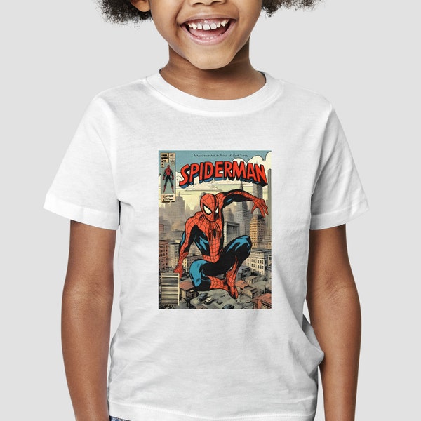 Maglietta per bambini Spiderman, fumetto vintage, Marvel, regalo per bambini