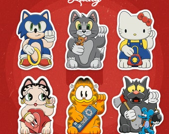 Classic Cartoon Lucky Cat Stickers // Vinyl + Diecut