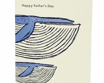 A2-283 Blue Whales "Happy Father's Day " letterpress card