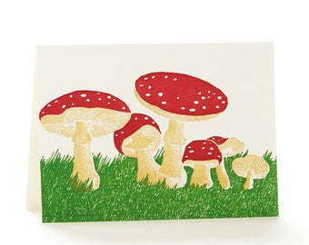 4B-14 Mushrooms letterpress card set of 6