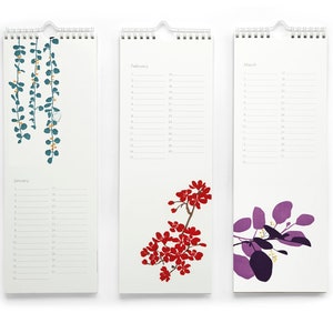 Calendario de pared perpetuo de flores