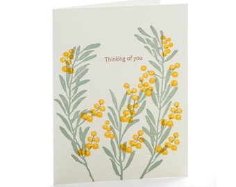 A2-215 Acacia " Thinking of you"  letterpress card