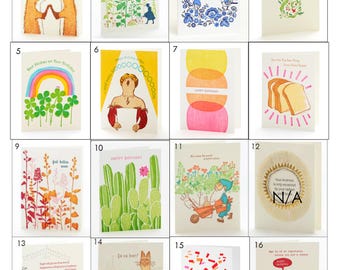 Buy 4 Get One Free - Letterpress note cards size 4.25 x 5.5 inches