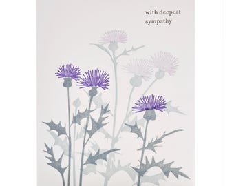 A2-318  Thistles, "With Deepest Sympathy" Letterpress Card