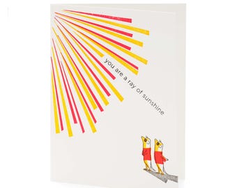 A2-302 Meerkats "You are a ray of Sunshine" letterpress card