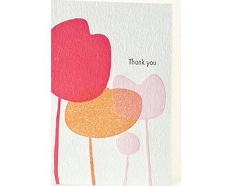 4B-157 Tulips,"Thank You!" Letterpress card set of 6