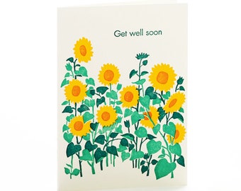A2-262 Sunflowers "Get well soon" letterpress card