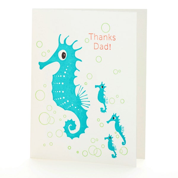 A2-109 Seahorses " Thanks Dad " letterpress card