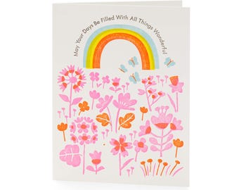 A2-303 Butterflies & Rainbows letterpress card