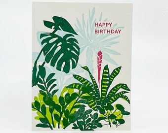 A2-301 Tropical Plants birthday Letterpress card