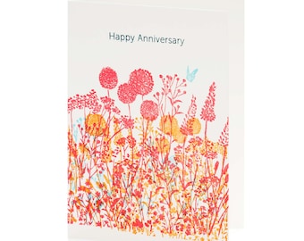 A2-299 Wild flowers "Happy Anniversary"  letterpress card