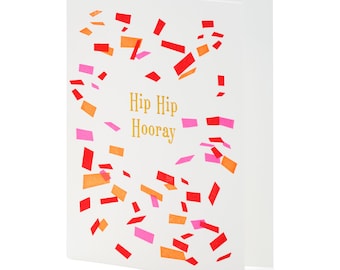 A2-297  Confettis "Hip Hip Hooray" letterpress card