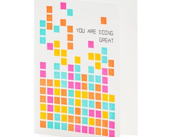 A2-294 Blocks Game "You are doing great"  letterpress card