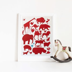 Animals Letterpress Art Print