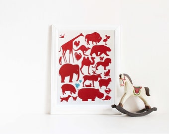 Animals Letterpress Art Print