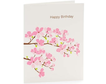 A2-304  Cherry Blossom Birthday Letterpress Card