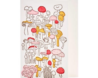 4B-157 Mushroom, Letterpress Card Set of 6