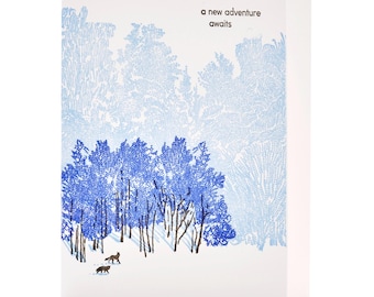 A2-316 Wolves, "a new adventure awaits" Letterpress Card