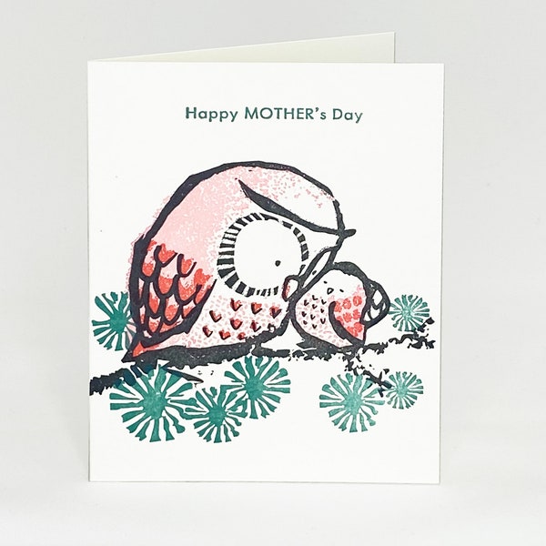 A2-298 Owls "Happy Mother's Day" letterpress card