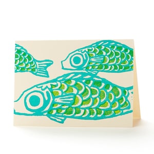 4B-125 Fischschwarm, Letterpress Karten 6er Set