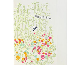 A2-268 Garden Birthday Letterpress Card