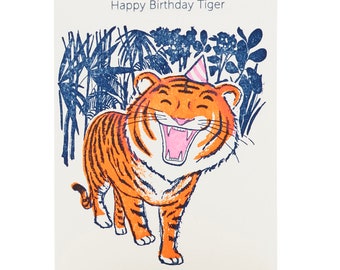 A2-248  "Happy Birthday Tiger"  Letterpress Card