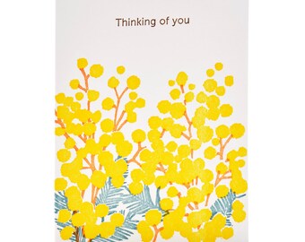 A2-313  Acacia, "Thinking of you" Letterpress Card