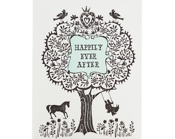 A2-275 Hapily Tree Letterpress Note Card