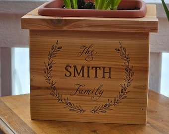 Family Name Gift, Personalized Planter Box, Custom Wood Planter Box