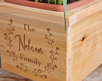 Outdoor cedar Box, Custom Planter, Garden Box, Gardener Gift, Personal Planter Box