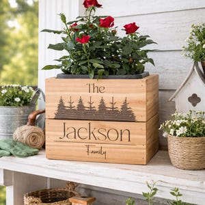 Personalized flower pot, Custom Wood Planter Box, Corporate gifts
