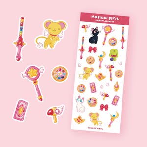 Foglio di adesivi per ragazze magiche - DoReMi carino fatto a mano, Sailor Moon, Card Captor Sakura Adesivi - Bullet Journal, Planner, Adesivi Scrapbooking