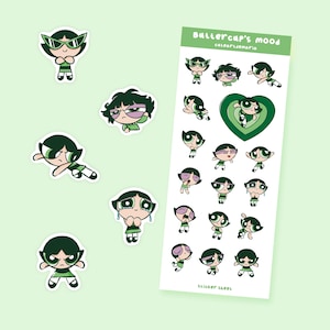Buttercup's Mood Sticker Sheet - Cute Handmade Powerpuff Girls Stickers - Bullet Journal Stickers - Planner Stickers - Scrapbooking Stickers