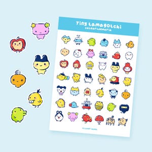 Tiny Tamagotchi Sticker Sheet - Cute Handmade Tamagotchi Stickers - Bullet Journal Stickers - Planner Stickers - Scrapbooking Stickers