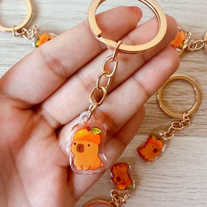 Cute Tiny Capybara Acrylic Keychain - Kawaii Capybara Bag Charm - Epoxy Keyring - Cute Animal Gift