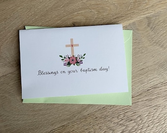 Doopkaart met bloemenkruis (4 x 6 print)