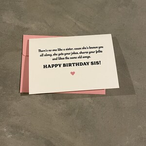 Cartão de aniversário da irmã