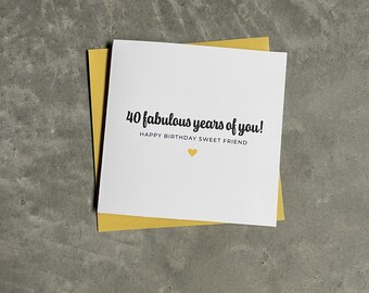 40th birthday card for friend