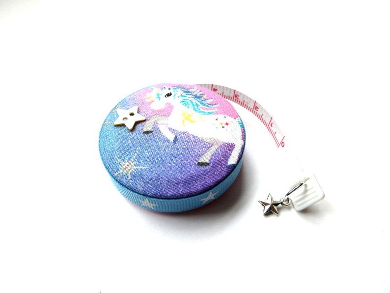 Pocket Measuring Tape White Unicorns Small Retractable Tape Measure