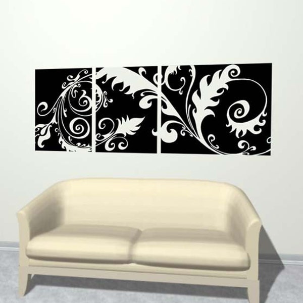 Three Large Vinyl Panel Set Wall Decal Stickers