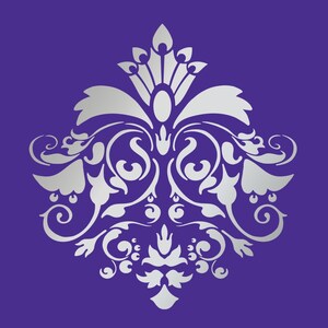 DESIGNER DAMASK STENCIL for wall, curtains, cakes, pattern faux mural 1026 size 13" x 13.9"
