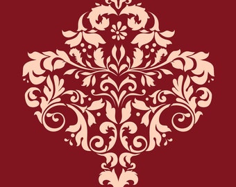 Large Wall Fleur De Lis Damask STENCIL Pattern FAUX MURAL 0002 - Etsy