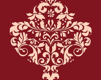 Large WALL DAMASK STENCIL Pattern Faux Mural 1001