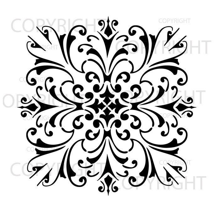 Large Wall Damask Stencil Pattern Faux Mural 1020 - Etsy